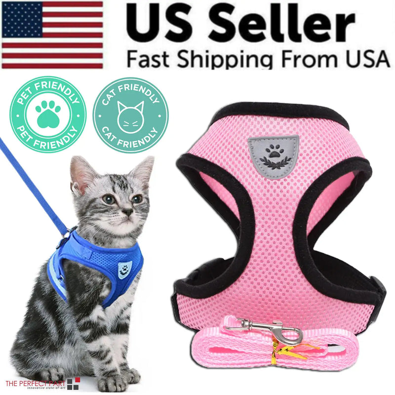 Cat Dog Pet Harness Adjustable Control Vest Dogs Reflective S M L XL Leash