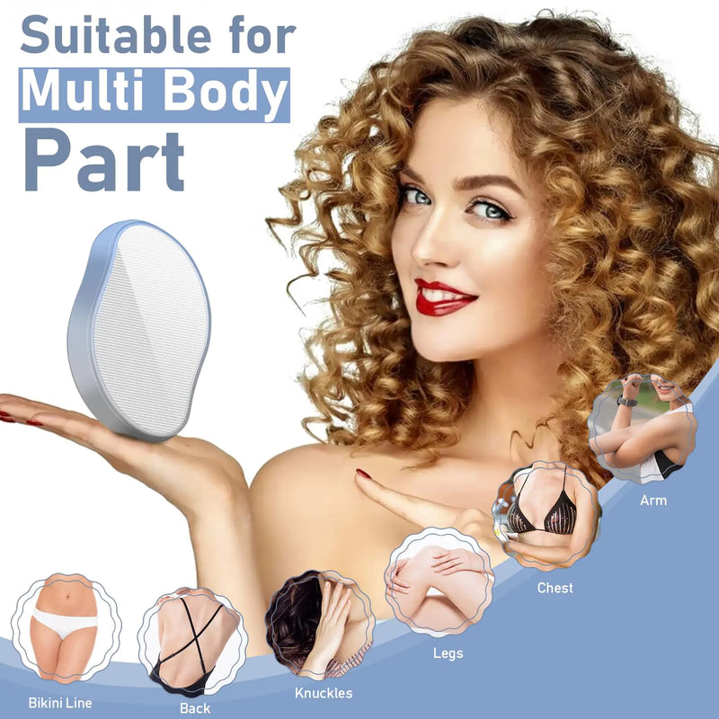 Crystal Hair Eraser for Women and Men, Reusable Hair Remover for Arms, Legs, Back, Painless Exfoliation Hair Removal Tool Gradient Blue