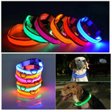 LED Adjustable Dog Collar Blinking Flashing Light Up Glow Pets Safety Waterproof